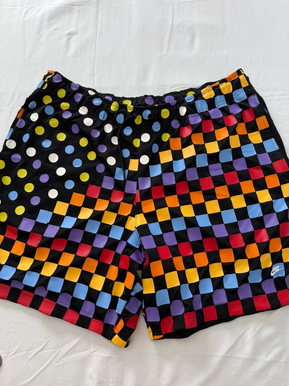 Jordan Brand Multi-Color Checkered and Polka Dot Mesh Shorts Size XL